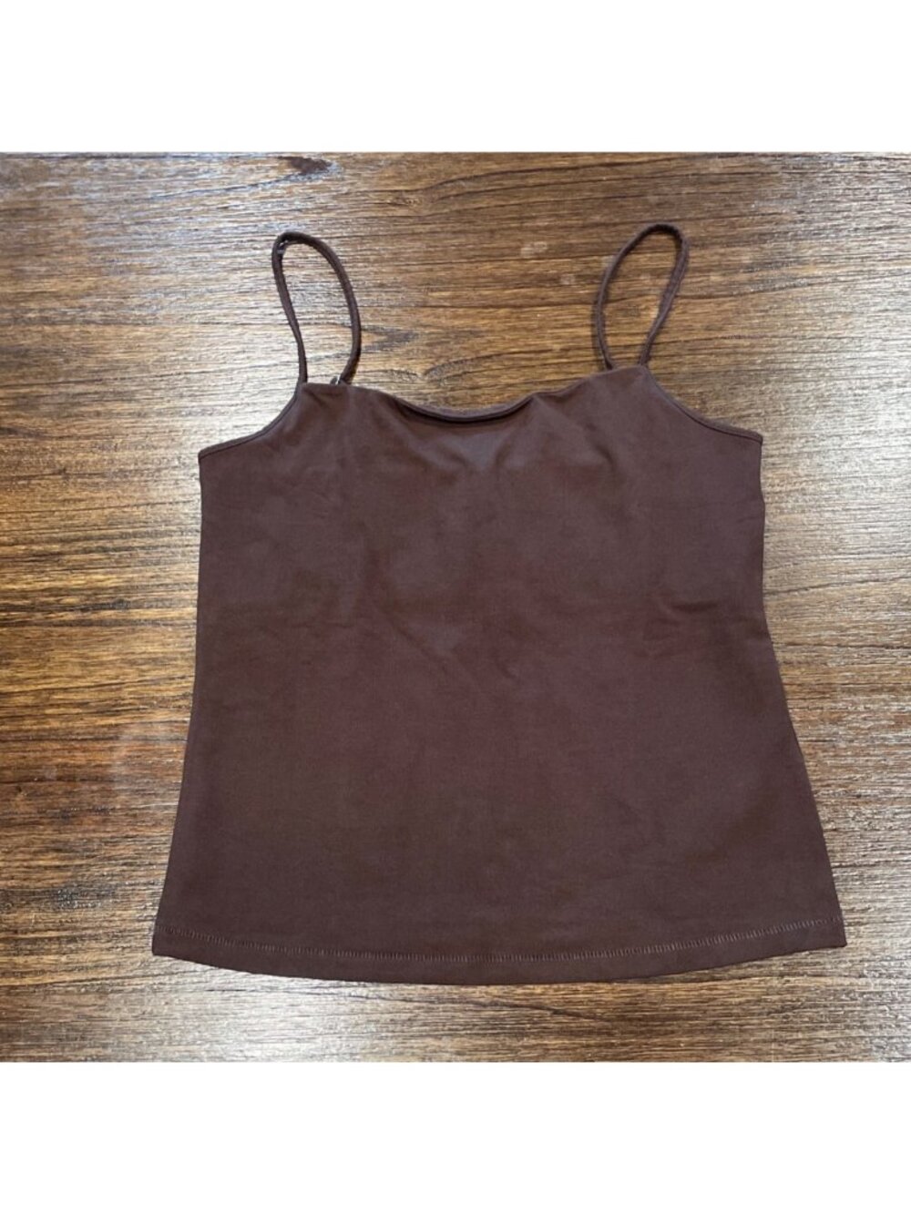NWT J.Crew Tank Top Sz M Brown Stretch Cotton Shelf-Bra Slim Fitted Staple Basic